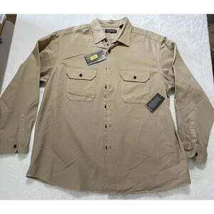 Roundtree Yorke Casual Cotton Men Shirt XL Button Up Long Sleeve Brown New NWT